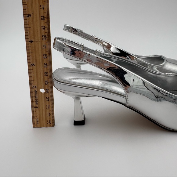 ✨ NEW Metallic Silver Slingback Kitten Heels ✨ - Picture 8 of 8